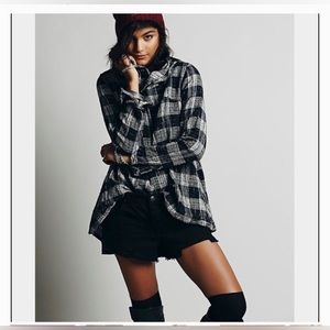 Free People Walk in the Park Plaid Cowl Neck size xs